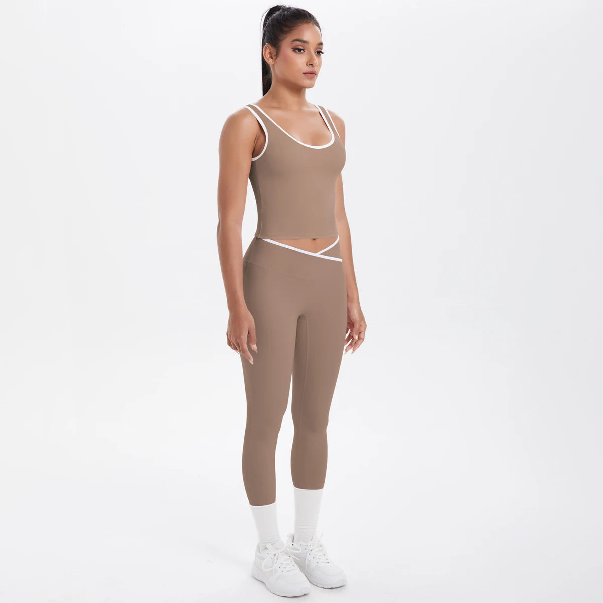 Conjunto de 2 piezas de pantalones de yoga con espalda descubierta y leggings para correr, de cintura alta, con estampado de melocotón y glúteos, para fitness y deportes.
