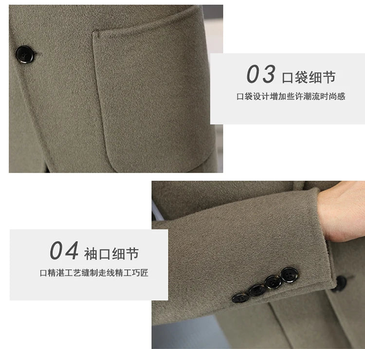 Slim Fit Detachable Down Liner Men's Woolen Coat High Quality 2025 Autumn Winter Casual Solid Color Short Style Warm Wool Jacket