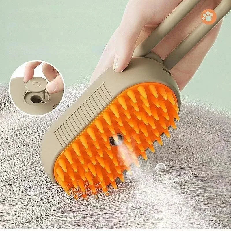 Cepillo de masaje con pulverizador 3 en 1 para gatos, perros y mascotas, con un solo botón, plegable y giratorio, herramienta de aseo, cepillo para depilar y peine.