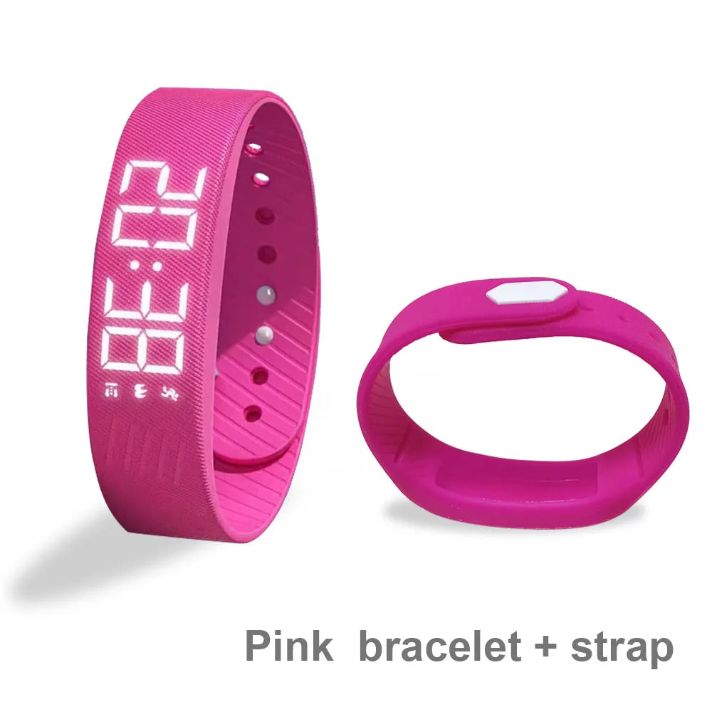 Pulsera inteligente LED digital resistente al agua, reloj inteligente con podómetro para correr, monitor, banda inteligente, alarma de vibración y recordatorio.