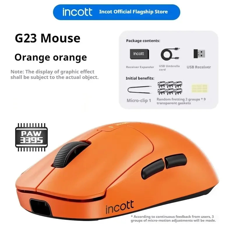 Ratón inalámbrico Incott G23 Pro 8K PAW3950, bajo retardo, batería larga, RGB, para juegos de deportes electrónicos, ligero, accesorios para PC y gamers.