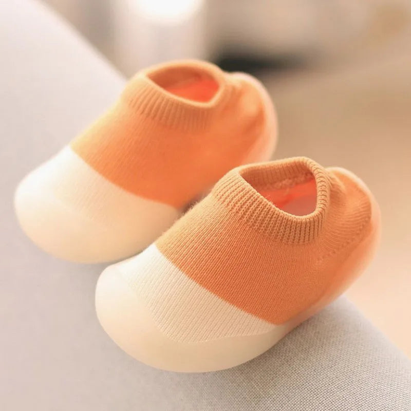 Zapatos para bebés, primeros pasos, para niños y niñas, suela de goma suave antideslizante, zapatos casuales descalzos, botines de punto