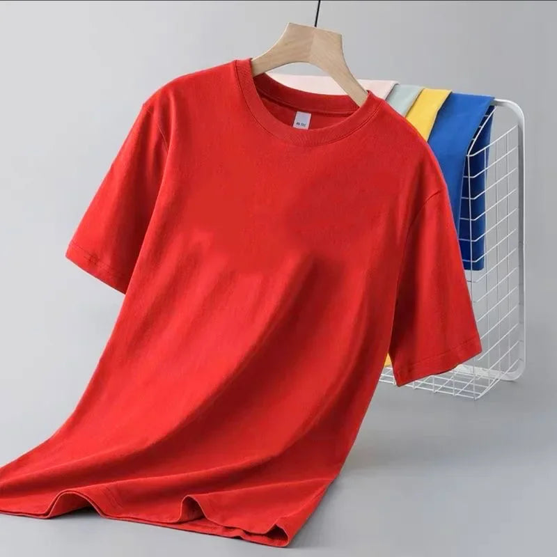 Camiseta de manga corta de color liso para hombre, corte entallado, clásica, versátil, interior, adelgazante, para verano, 2024