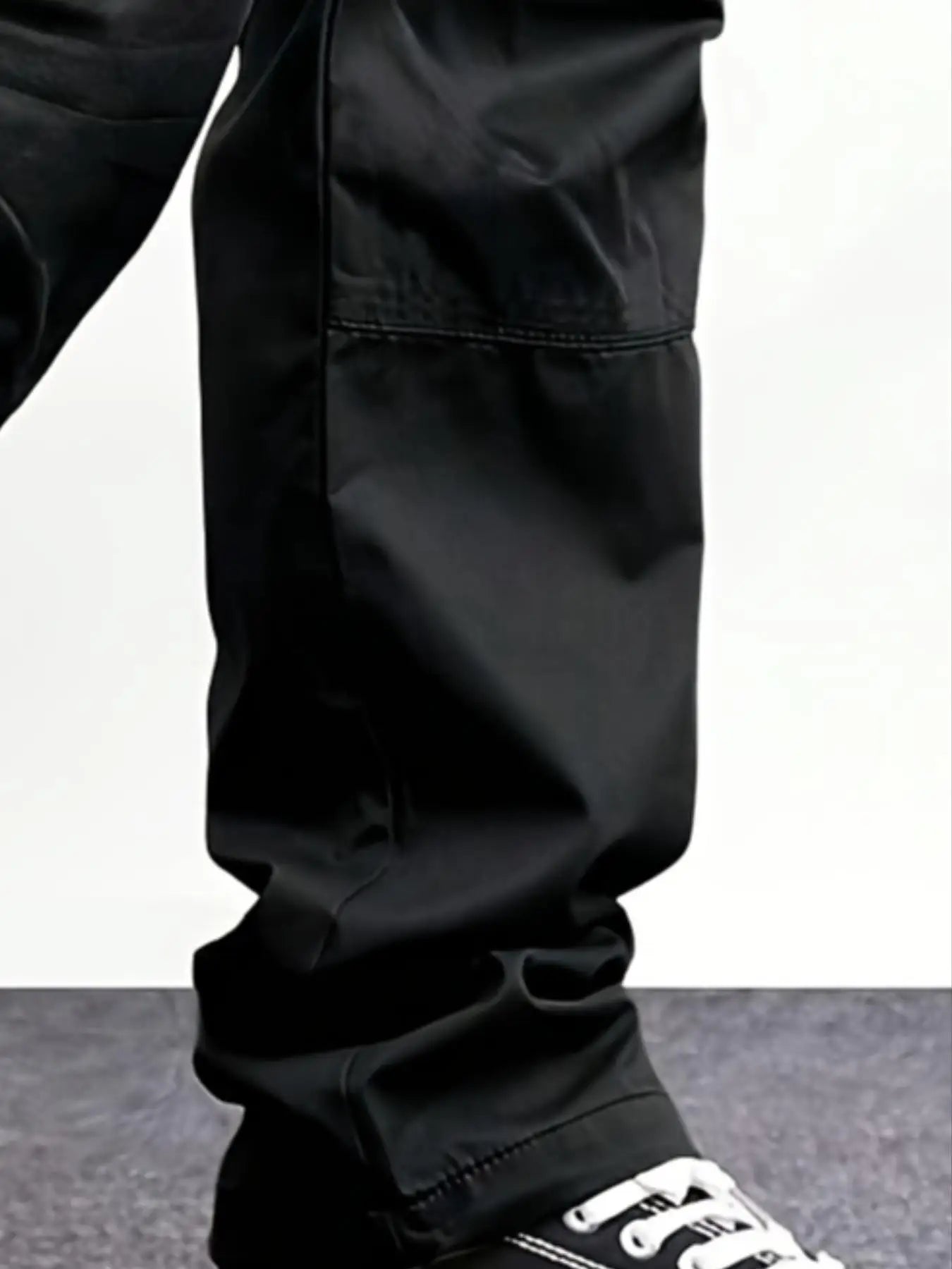 Men's Regular Plain Overalls with Drawstrings and Large Flap Pocket Pantss, Functional Multi-Pocket Straight Pants, Suitable for Holiday, Street, Daily Leisure, Running, Multi-Scenario, Suitable for All Seasons