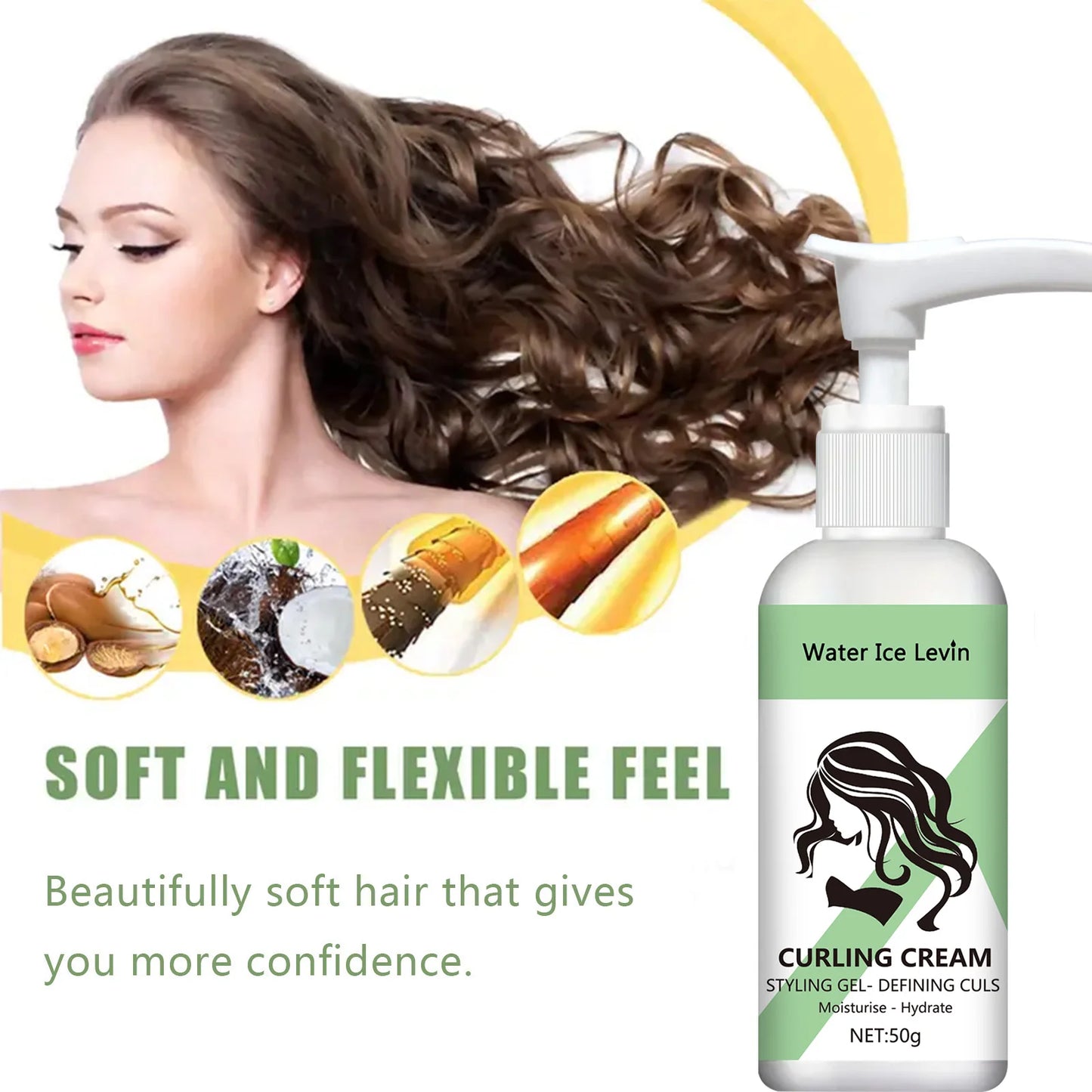 Crema para peinar cabello rizado, fórmula hidratante y suavizante, mejora la elasticidad y el brillo del cabello rizado, fácil de fijar.