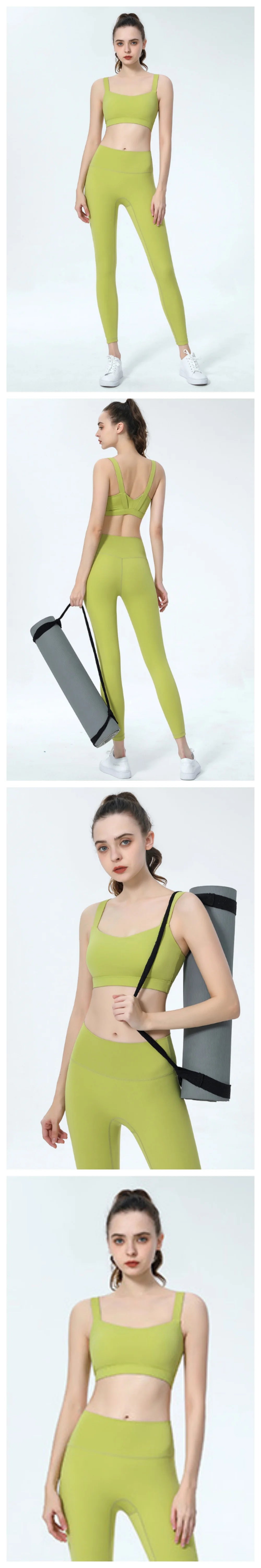 Conjunto de yoga Naked Feel para mujer, sujetador deportivo de alto impacto con almohadillas integradas y leggings que realzan los glúteos, ideal para entrenar en el gimnasio.