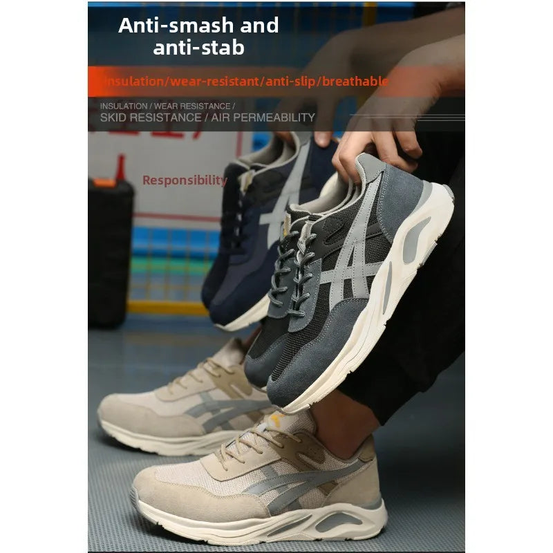 Nuevos zapatos de protección laboral ligeros y transpirables para hombres y mujeres, con puntera de acero antiaplastamiento y antipinchazos.