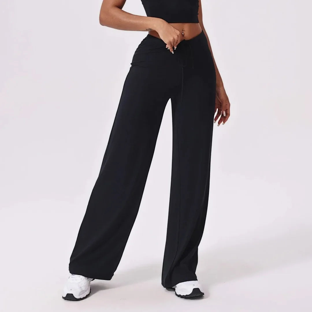 Pantalones de yoga deportivos, finos, transpirables, de pierna ancha, holgados, acampanados, para correr al aire libre, rectos, para mujer.