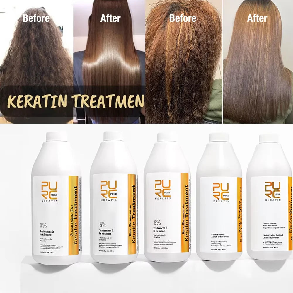 Tratamiento de alisado de queratina para cabello rizado y encrespado, 0%/5%/8%/12%, productos de salón de queratina brasileña, 1000 ml