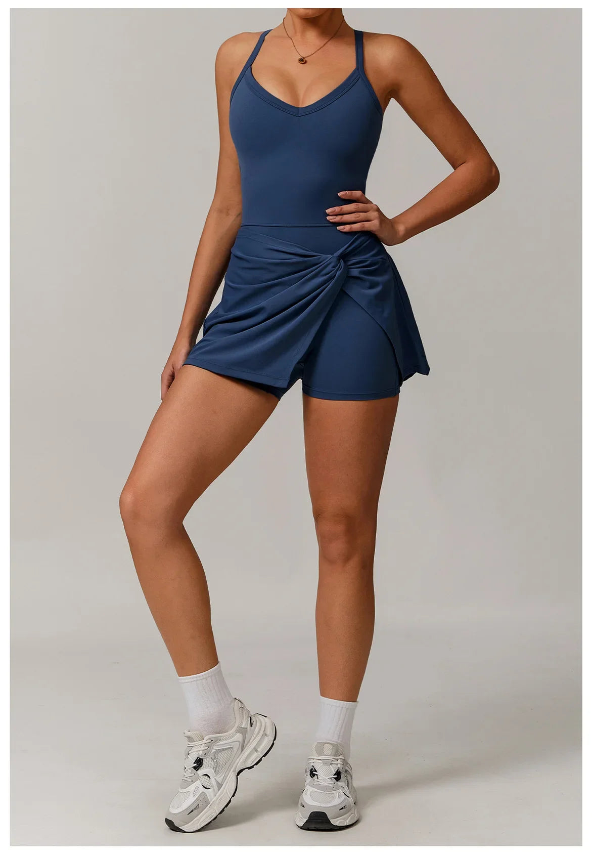 Falda de una pieza para mujer, de verano, segura, para yoga, tenis, gimnasio, golf, correr, deportes, fitness, con almohadillas para el pecho, antideslumbrante, para baile.