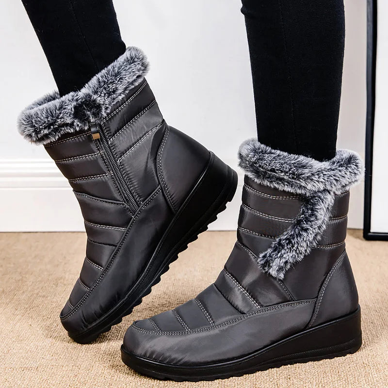 Botas de nieve para mujer, zapatos sólidos para mujer, zapatos impermeables para mujer, botines nuevos, botas planas para mujer, zapatos de invierno para mujer, botas
