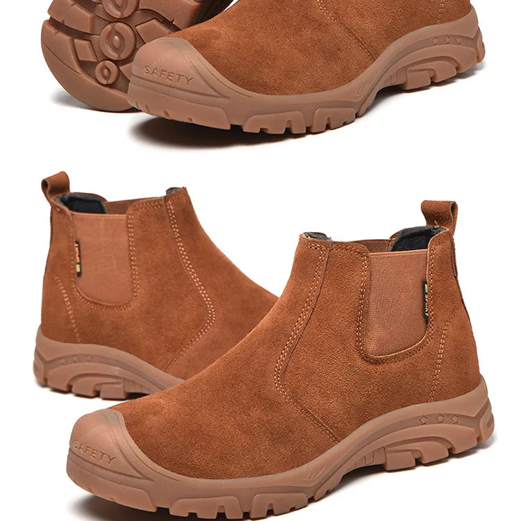 Anti Smashing And Anti Piercing Suede Safety Shoes Men's Steel Toe Cap Protection Work Shoes Fashion Scarpe Antinfortunistiche