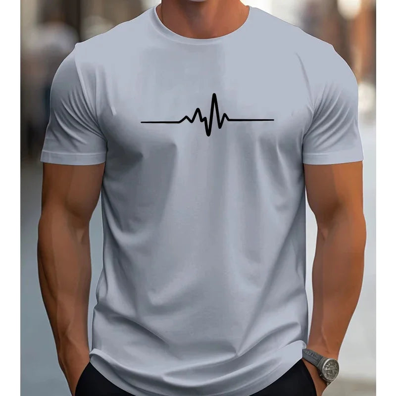 Camiseta deportiva informal de manga corta con cuello redondo y estampado gráfico creativo de talla holgada de verano 100 % algodón para hombre 2025