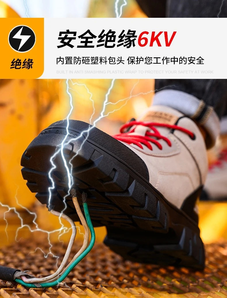 Zapatos de seguridad para electricistas, aislantes de 6 kV, antiaplastamiento y antiperforación, calzado de seguridad para hombres, para obras de construcción, zapatos de algodón.