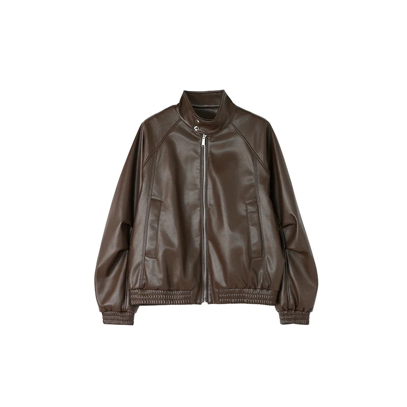 Chaqueta Roaringwild Bla Harington para hombre, de piel sintética, holgada, informal, de invierno, de fibra de poliéster, larga
