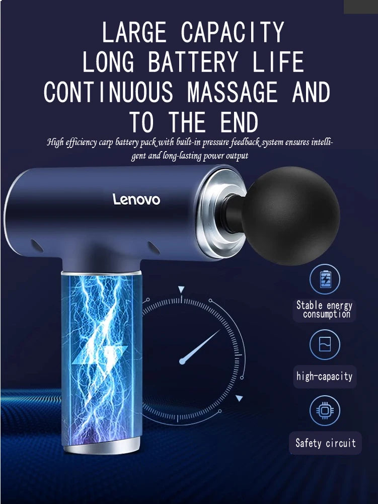 Pistola de fascia Lenovo N2 N3, masajeador muscular de relajación, de grado profesional, con pantalla táctil LED, cabezal de masaje de 6-8 funciones, regalo.