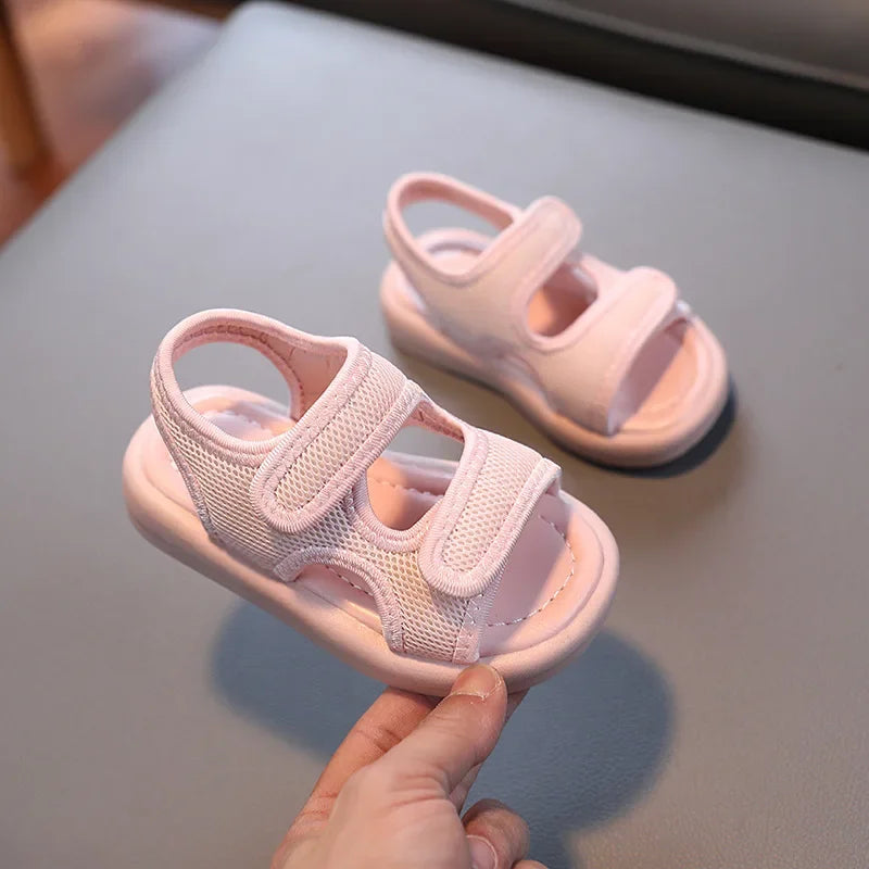 Sandalias transpirables para niños y niñas, zapatos de verano, zapatillas blancas y frescas