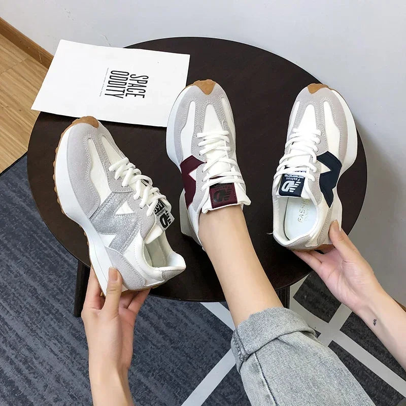 Zapatos deportivos transpirables para mujer, zapatos casuales de verano 2025 con suela gruesa vulcanizados, zapatos de diseñador para caminar, zapatos de moda para mujer