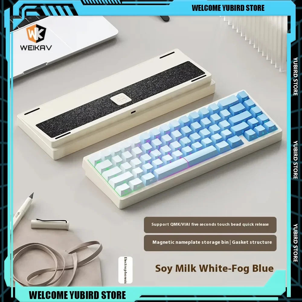 Teclado mecánico para juegos Weikav Lucky65 V2 RGB con junta intercambiable en caliente, estructura de 3 modos, aleación de aluminio, accesorio para PC