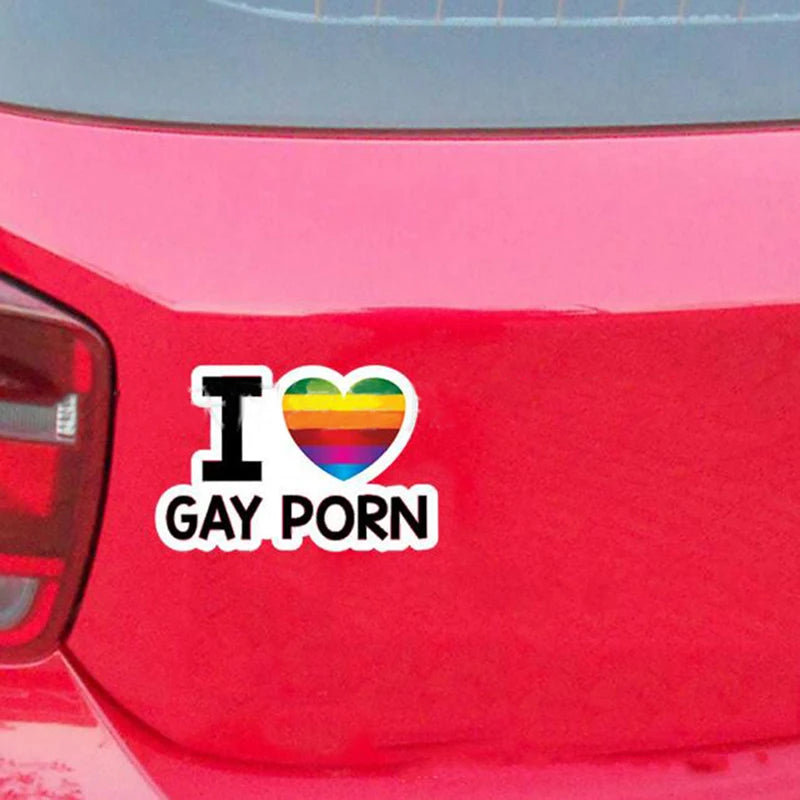 1 pieza de pegatinas reflectantes para coche con texto "I LOVE GAY PORN", pegatinas divertidas para el coche.