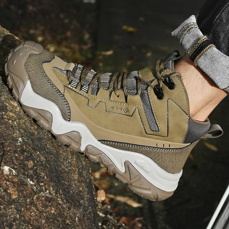 Retro Outdoor Motorcycle Boots Male Comfortable Leather Ankle Boots for Men New Trend Biker High Top Shoes Leisure Walk Botas