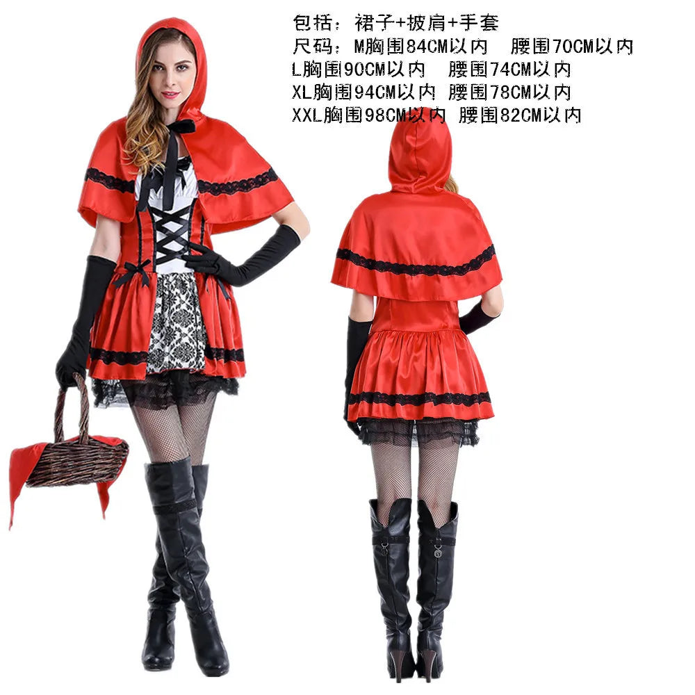 Halloween costume Goth little Red Riding Hood club queen costume cosplay costume stage dress