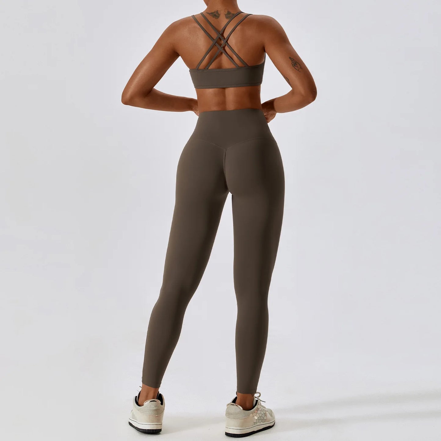 Conjuntos de ropa de yoga para mujer, ropa deportiva, leggings de cintura alta y top, conjunto de dos piezas, chándal de gimnasio sin costuras, conjuntos de entrenamiento de fitness