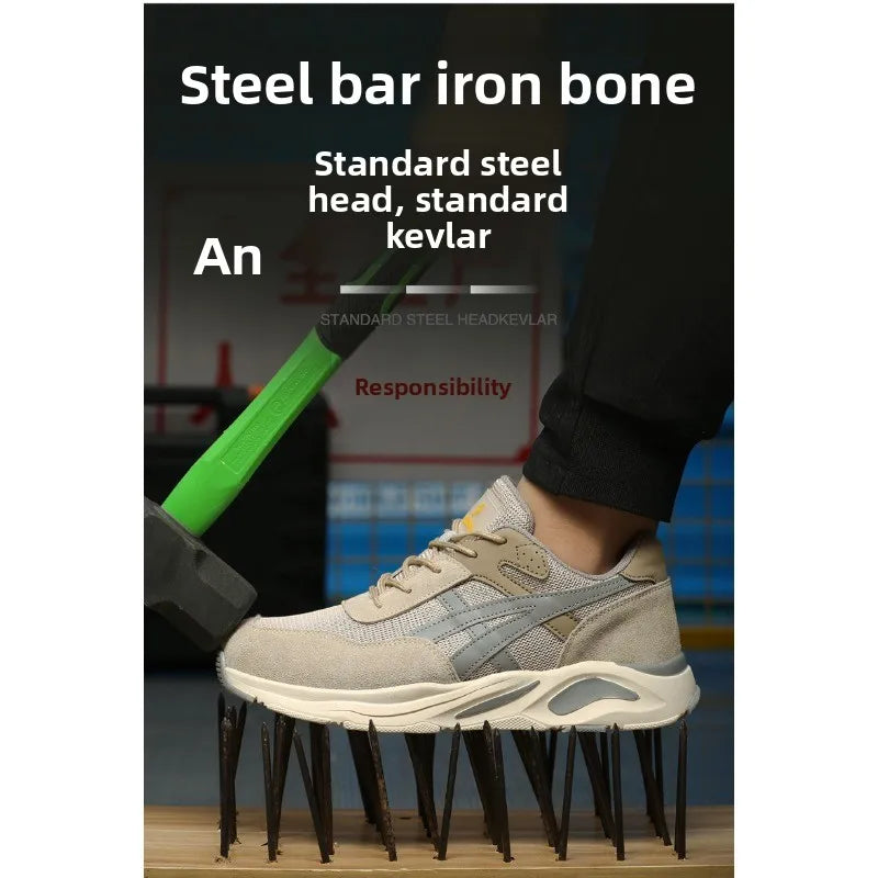 Nuevos zapatos de protección laboral ligeros y transpirables para hombres y mujeres, con puntera de acero antiaplastamiento y antipinchazos.