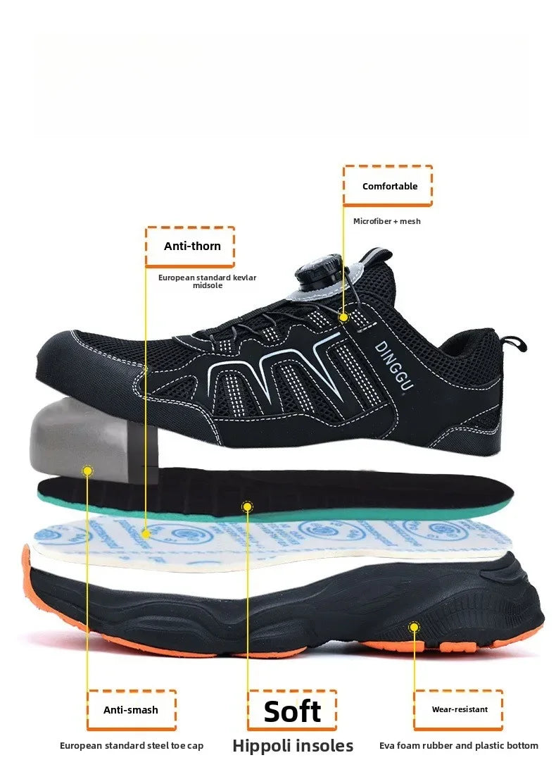 Calzado de seguridad laboral para hombre, resistente a impactos y perforaciones, con puntera de acero, tejido ligero y protección Flykned.