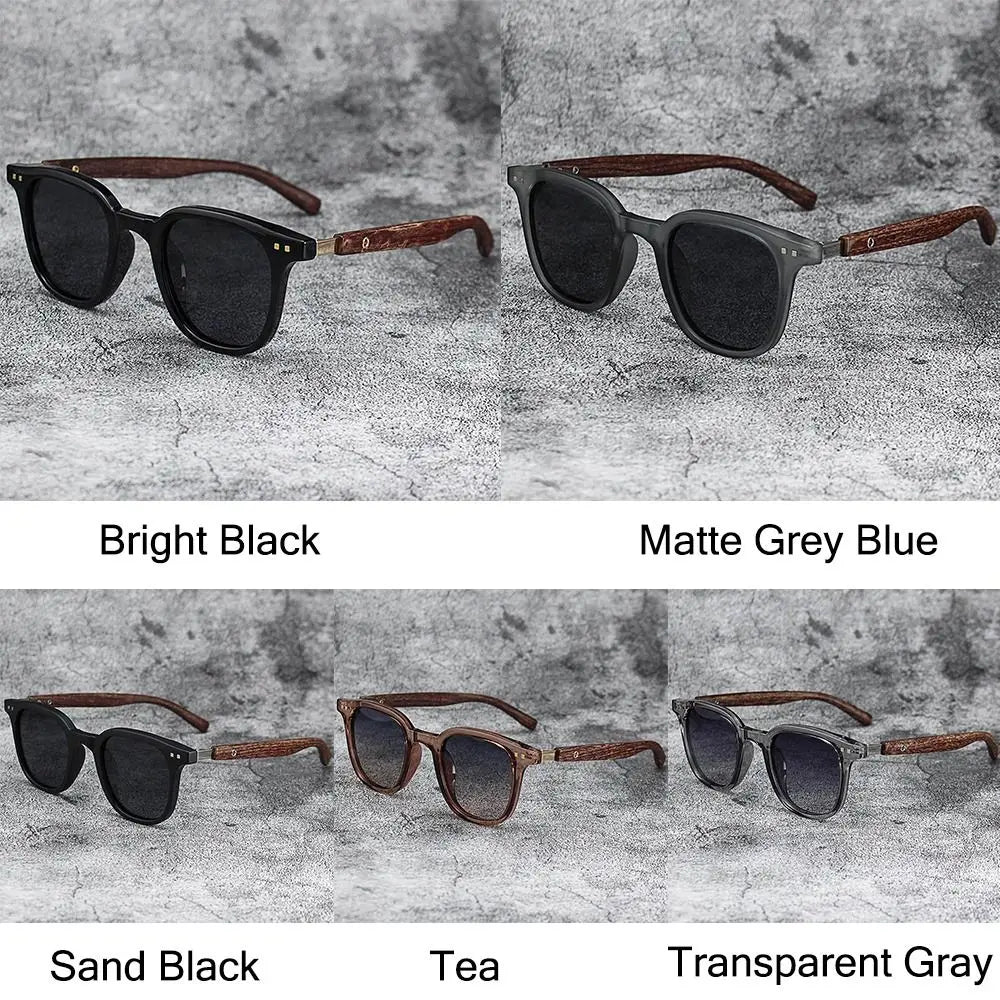 Gafas de sol modernas con vetas de madera retro para mujeres y hombres, nuevas gafas de sol con montura cuadrada, protección UV, gafas de ciclismo para exteriores y calle.