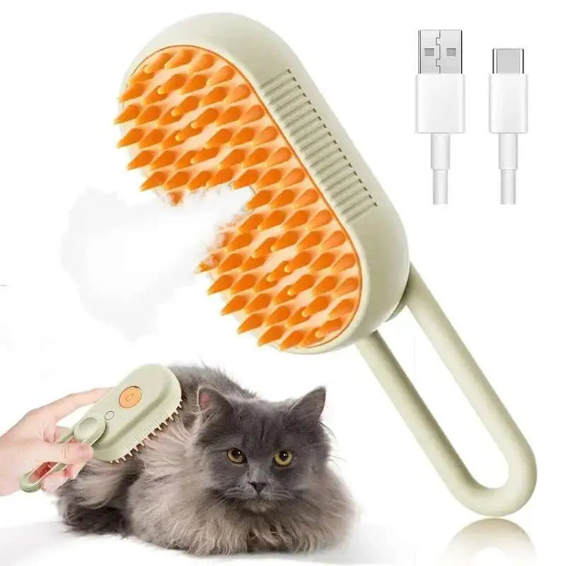 Cepillo de vapor caliente para gatos con spray para perros, cepillo de masaje con vapor para mascotas, peine depilatorio, peine de masaje con vapor para perros y gatos de pelo largo