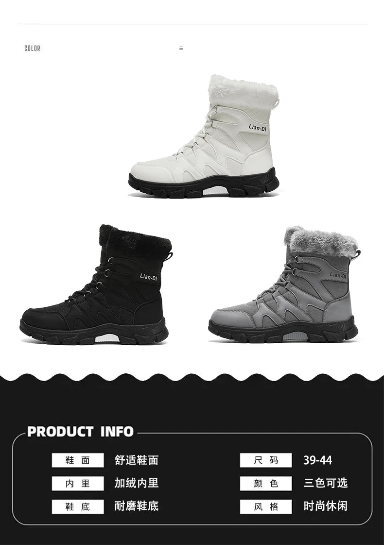 Nuevas botas de invierno para hombre, cálidas y afelpadas, hasta media pantorrilla, para exteriores, antideslizantes, impermeables, para nieve, zapatos de algodón a la moda para hombre.