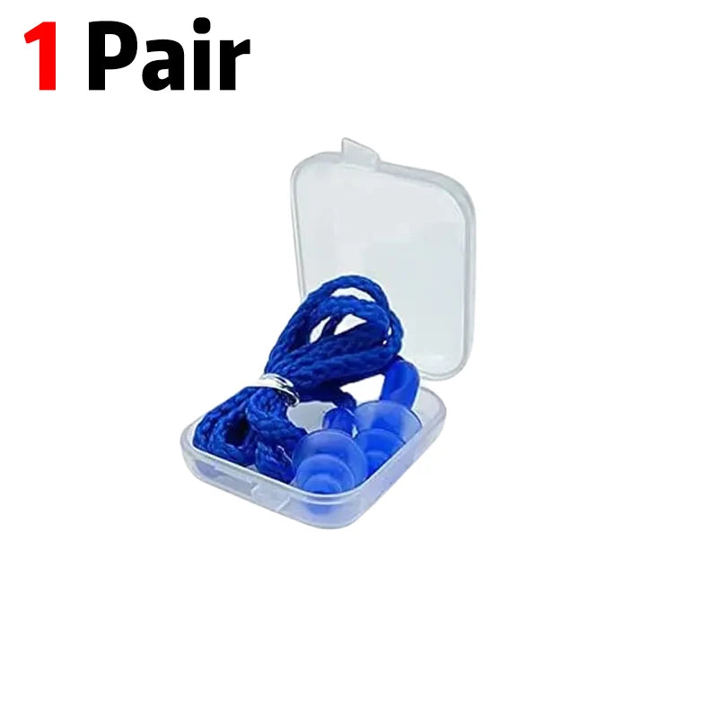Tapones de silicona suaves con reducción de ruido y protección auditiva, reutilizables, con cordón de goma, para dormir, nadar, roncar y practicar deportes.