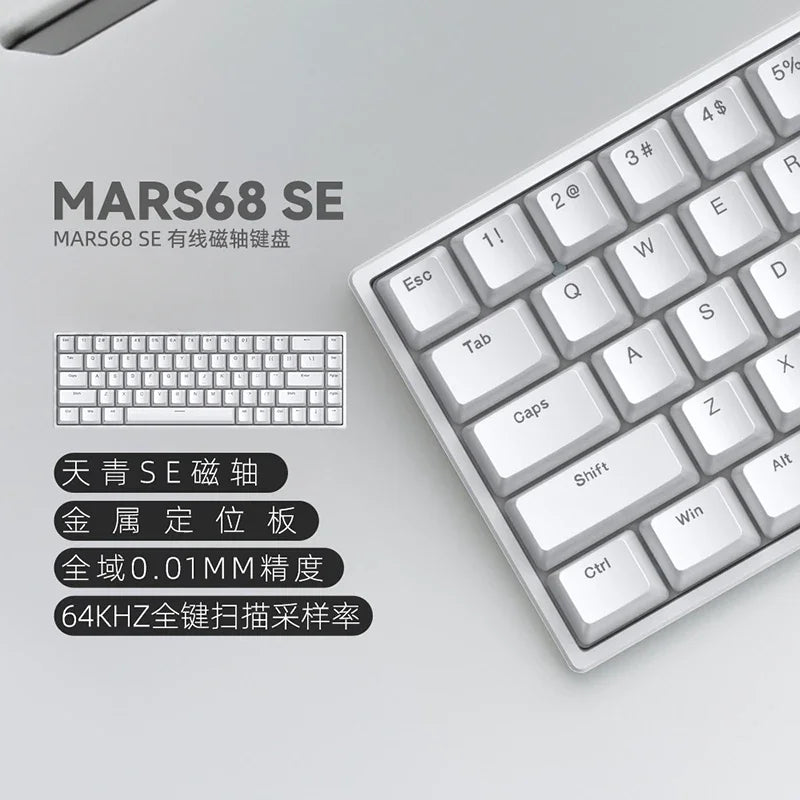 Teclado mecánico para juegos con eje magnético Mars 68 PRO, 0 zonas muertas, conectar y desconectar, luz RGB, cableado, inalámbrico, seleccionable