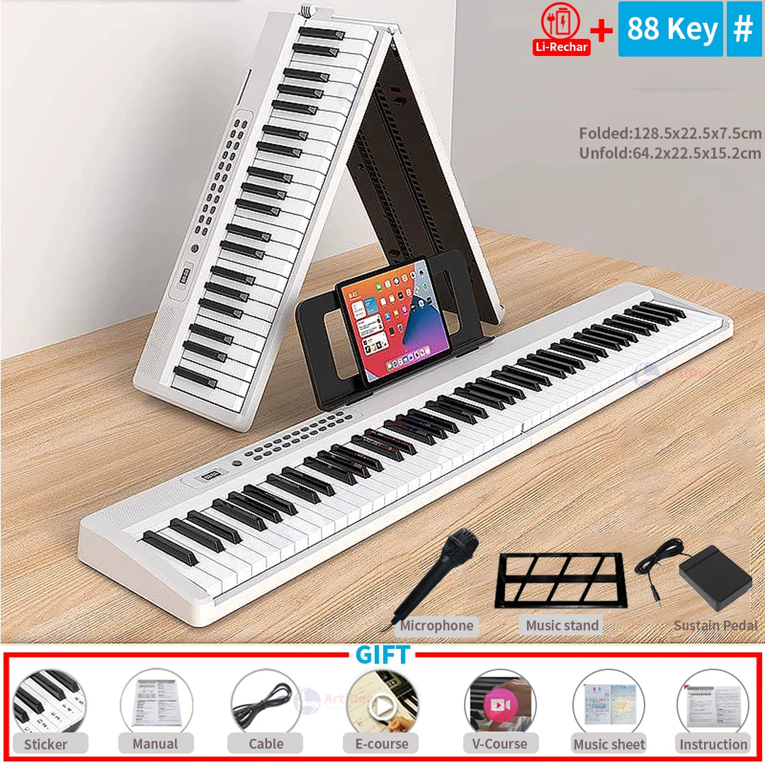 Nuevo piano plegable de 88 teclas, teclado musical MIDI, instrumento musical profesional para niños, sintetizador electrónico portátil para adultos.