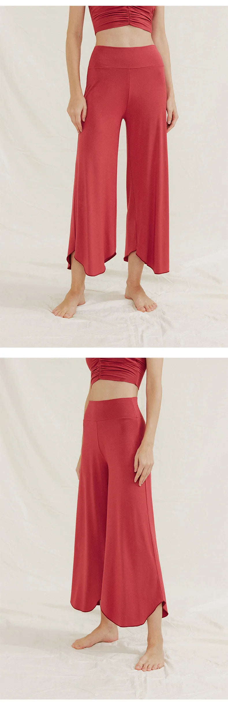 Alpha High Waisted Capri Pants for Women Wide Leg Yoga Pants for Summer Flowy Capris Loose Casual Cropped Dance Pants