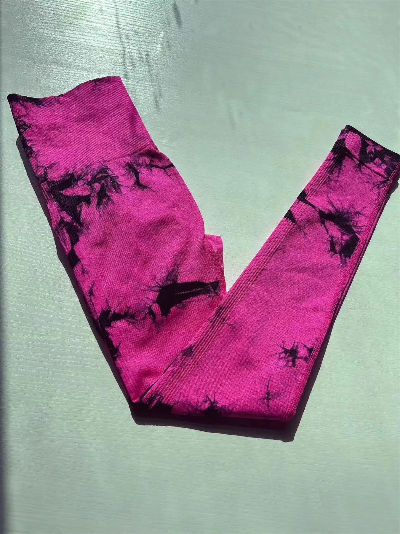 All Seasons Women's Tie Dye Print High Waist Sports Leggings, Breathable Wide Waistband Seamless Skinny Pants for Gym Workout
