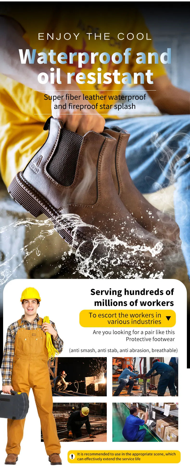 Zapatos de seguridad antideslizantes para hombre, botas de trabajo con puntera de acero, calzado de protección indestructible, botas de construcción antiaplastamiento, impermeables.