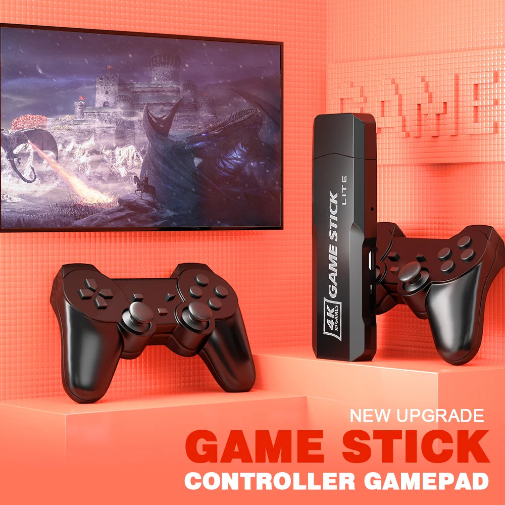 Consola de videojuegos GD10 Game Stick 256 GB 4K HD, doble mando inalámbrico 2,4 GHz, retro, 58.000 juegos para PSP, regalo de Navidad