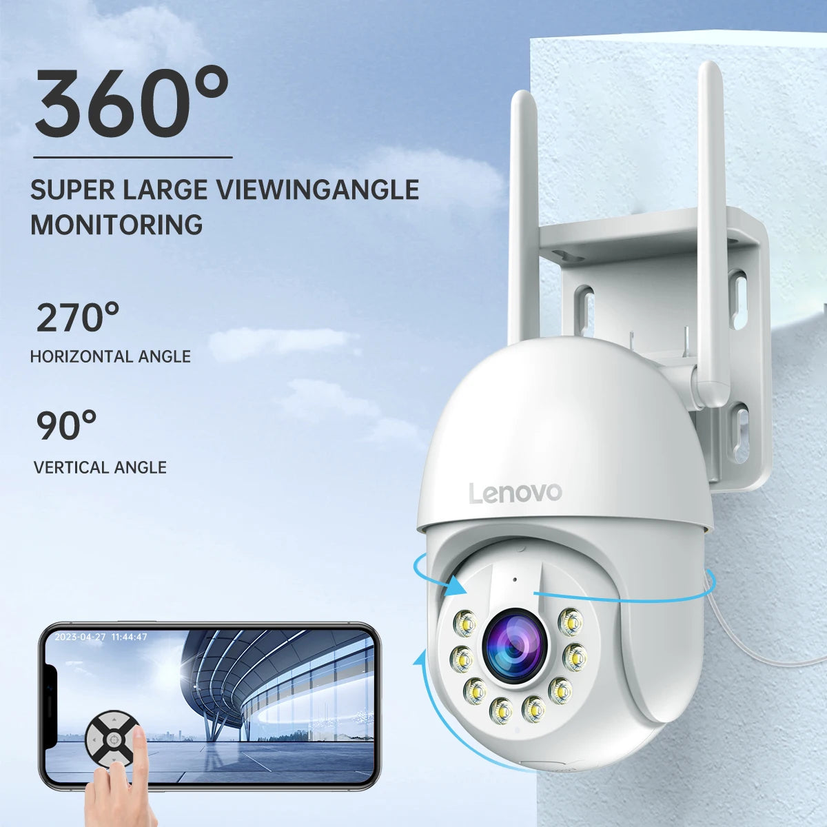 Cámara PTZ inteligente Lenovo de 5 MP con wifi para exteriores, zoom digital de 5x, seguimiento automático, cámara IP CCTV ONVIF, cámara de videovigilancia de seguridad.