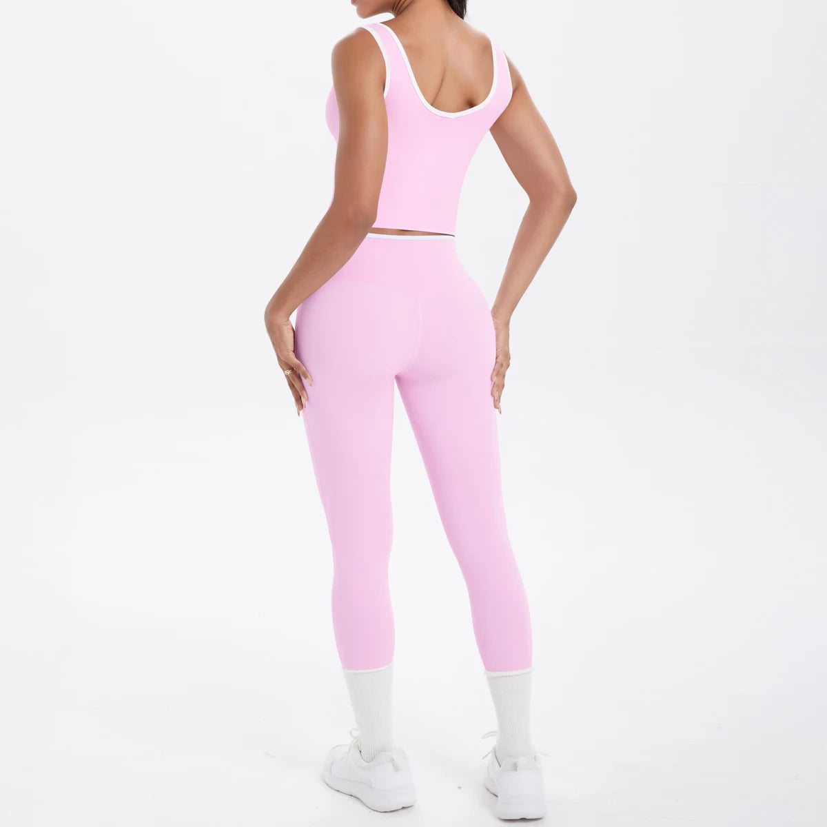 Conjunto de 2 piezas de pantalones de yoga con espalda descubierta y leggings para correr, de cintura alta, con estampado de melocotón y glúteos, para fitness y deportes.