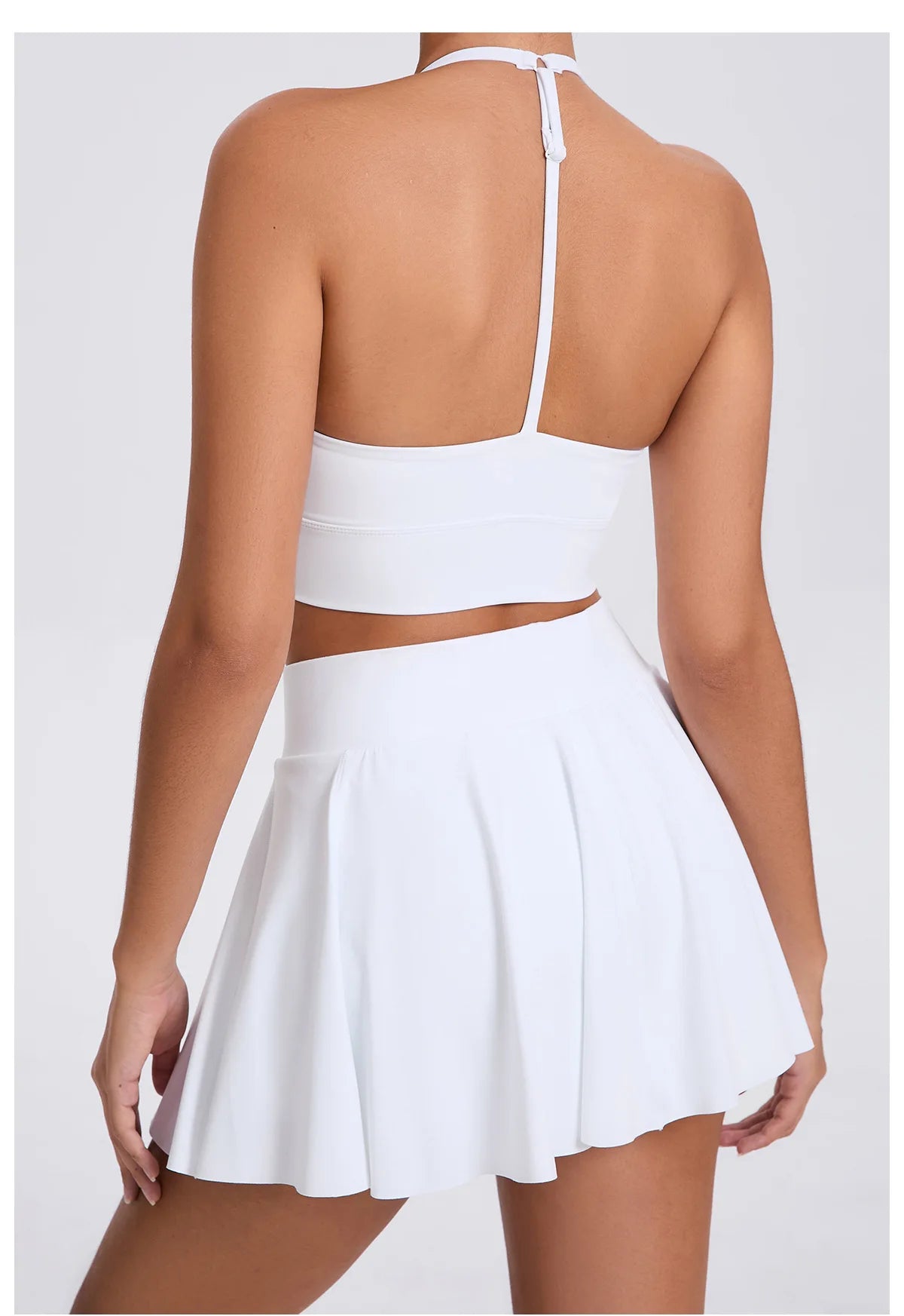 Conjunto de yoga para mujer, sujetador deportivo para exteriores, falda de tenis antiexposición, camiseta sin mangas de yoga transpirable de secado rápido, novedad de 2025