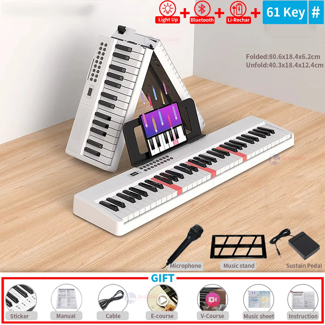 Nuevo piano plegable de 88 teclas, teclado musical MIDI, instrumento musical profesional para niños, sintetizador electrónico portátil para adultos.
