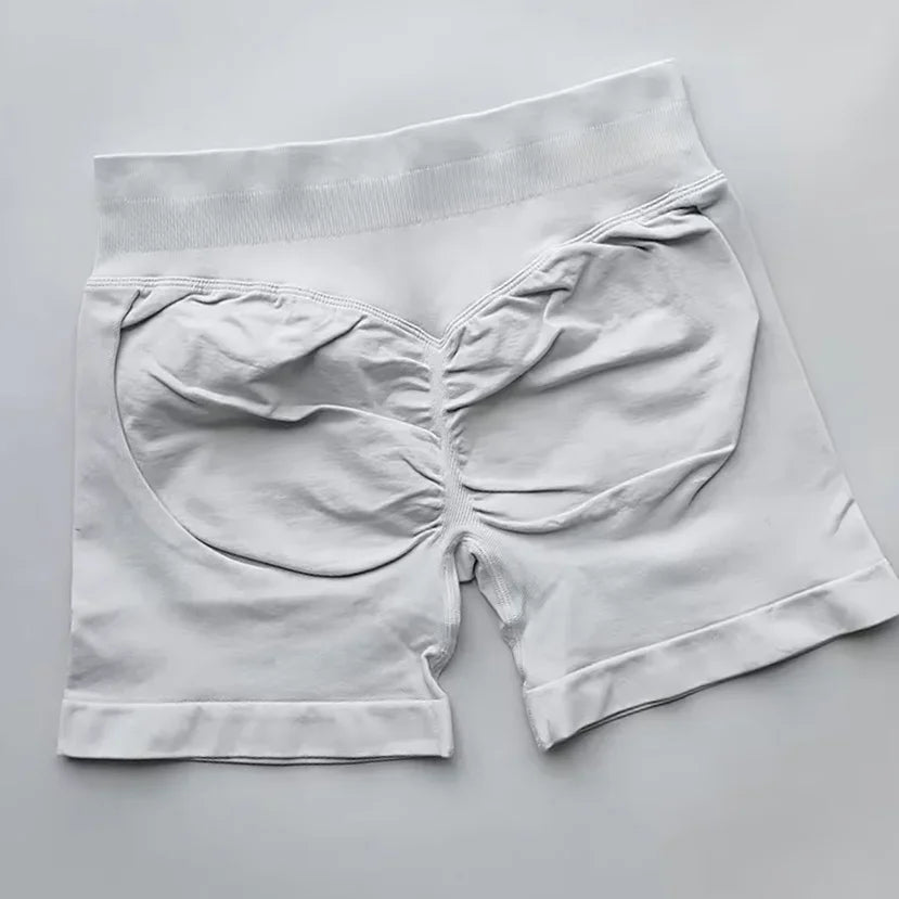 Pantalones cortos deportivos de impacto para mujer, cintura baja acanalada, sin costuras, ajustados, para entrenamiento, gimnasio, pantalones cortos elásticos para correr con cintura alta