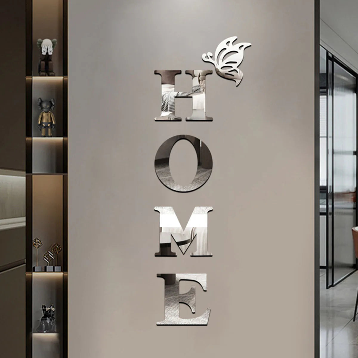 INICIO Inicio Logotipo 3D Espejo Adhesivo de Pared, Decoración de Entrada, Decoración del Hogar