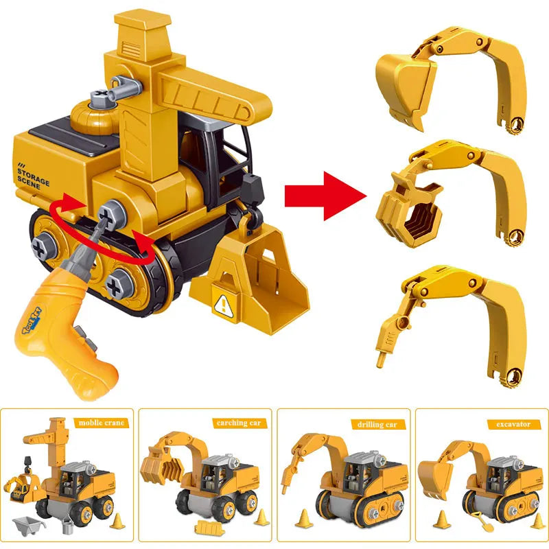 Vehículo de ingeniería para niños, taladro eléctrico, herramientas, juguetes, juegos educativos ensamblados, herramientas para niños, regalo de construcción con tuercas