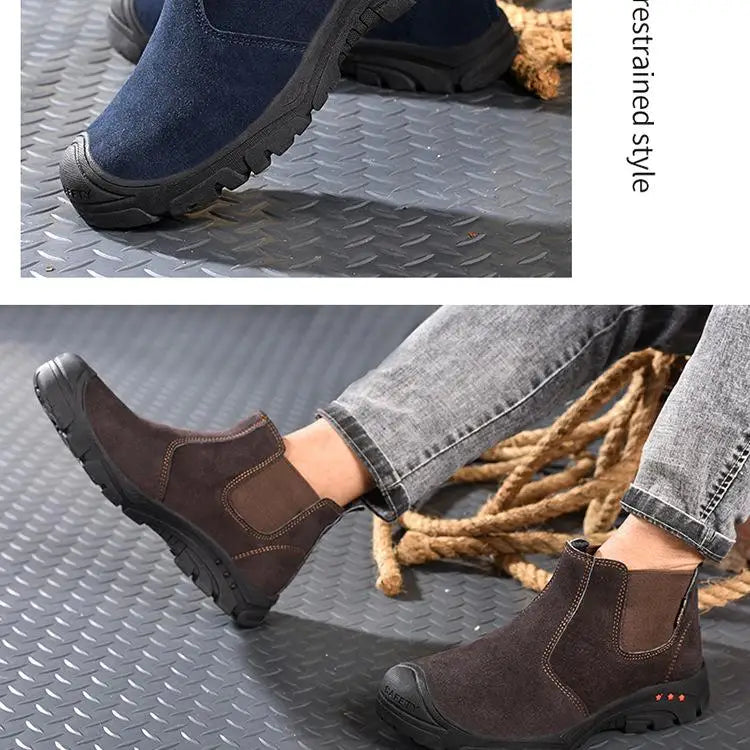 Anti Smashing And Anti Piercing Suede Safety Shoes Men's Steel Toe Cap Protection Work Shoes Fashion Scarpe Antinfortunistiche