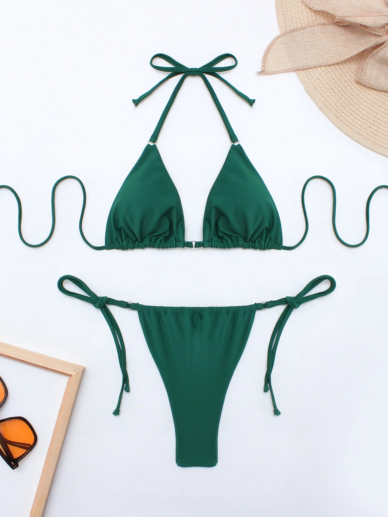Sexy Halter Micro Bikini Swimsuit Solid Color Bikini Set 2025 Swimwear Biquini Bathing Suit Women Bather Swim Купальник Женский