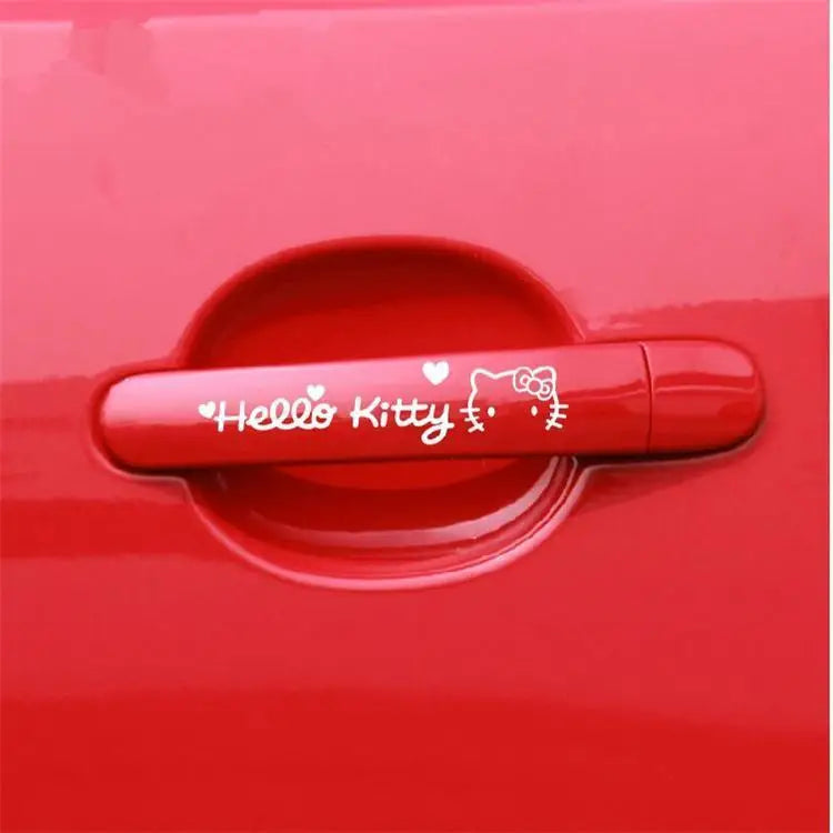 4 pegatinas para manija de puerta de coche con dibujos de Hello Kitty, resistentes a arañazos, decorativas, accesorios para coche.