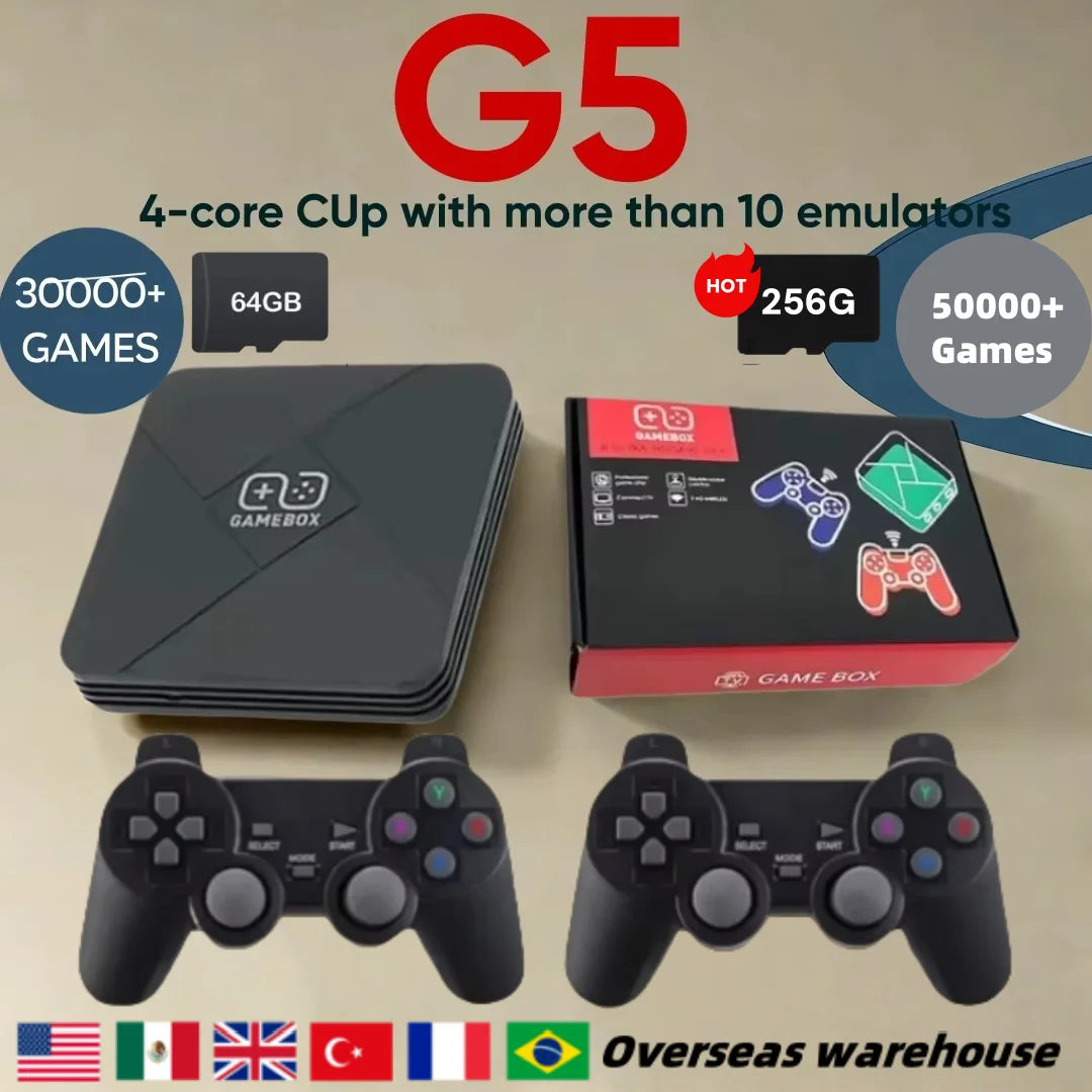 Consola de videojuegos retro G5 S905X con más de 10 simuladores, sistema dual, CPU de 4 núcleos, resolución 4K Super HD, compatible con NDS/PS1/PSP TV Box.